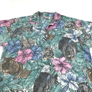 Floral Hawaiian Print Short Sleeve Button Up Shirt